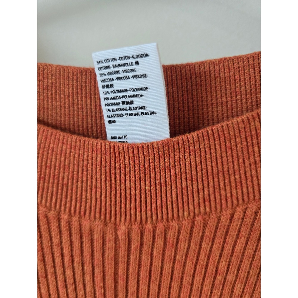 Free People Womens Ribbed Wide Leg Knit Pants Burnt Orange Rust High Rise Small - Picture 4 of 6